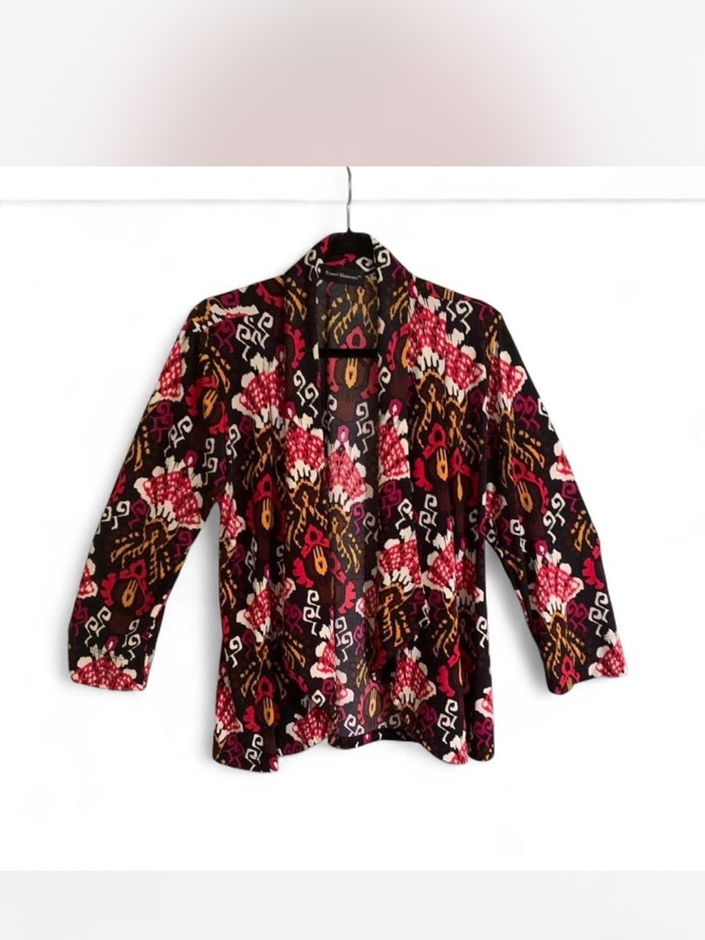 Travel elements Open-Front Patterned Cardigan Blouse - red gold & Black size S